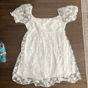 White Floral Overlay Dress